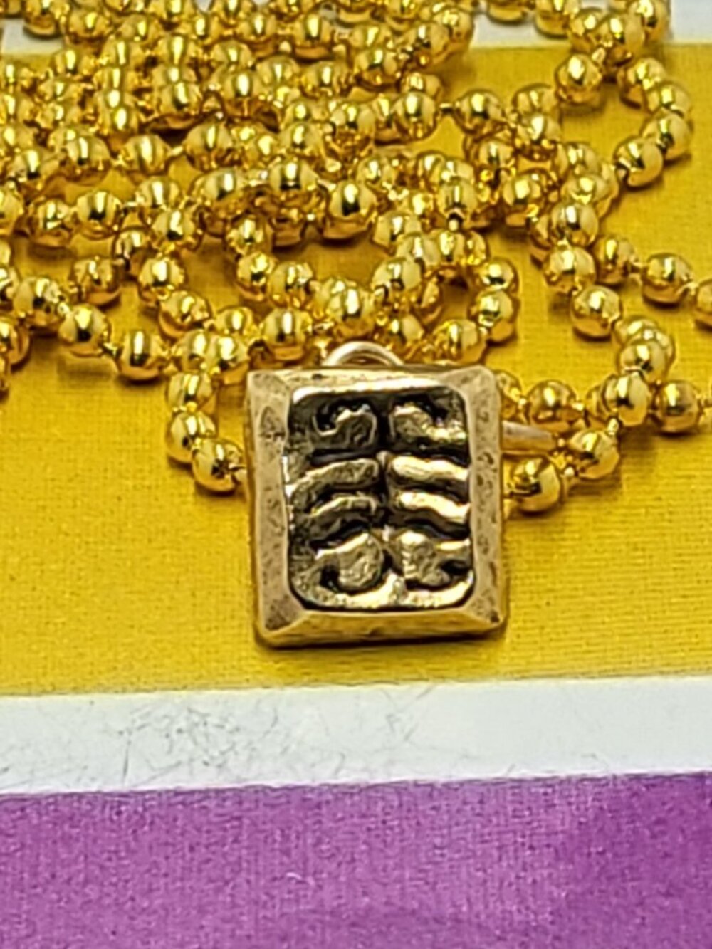 Necklace with vintage Todd Oldham Buttons 90s 24K Gold